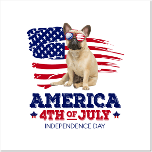 French Bulldog Flag USA - America 4th Of July Independence Day Posters and Art